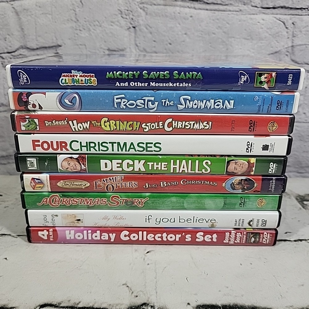 Christmas Holiday Movies DVD Lot Of 9 The Grinch Frosty Snowman Mickey Santa